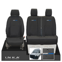 Load image into Gallery viewer, New Mercedes Benz Sprinter INKA Front Set Tailored Waterproof Seat Covers Black MY18 to Present Fits All Derivatives Choice of 7 Colours - R-SPORT Embroidery
