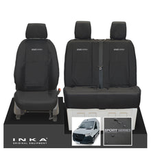 Load image into Gallery viewer, New Mercedes Benz Sprinter INKA Front Set Tailored Waterproof Seat Covers Black MY18 to Present Fits All Derivatives Choice of 7 Colours - R-SPORT Embroidery
