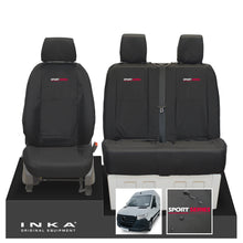 Load image into Gallery viewer, New Mercedes Benz Sprinter INKA Front Set Tailored Waterproof Seat Covers Black MY18 to Present Fits All Derivatives Choice of 7 Colours - R-SPORT Embroidery
