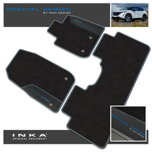 Load image into Gallery viewer, Nissan Ariya Car Mats (Front &amp; Rear Set) with Premium Carpet &amp; OEM Leatherette Fits MY22 Onwards
