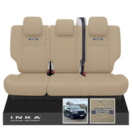 Range Rover SPORT L320 MK1 Rear Tailored Waterproof Seat Covers with Center Armrest Almond MY05-13 With Global Explorer Edition Embroidery