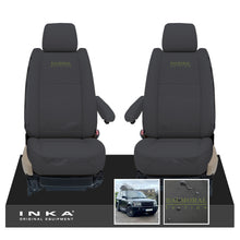 Load image into Gallery viewer, Range Rover Sport L320 MK1 INKA Front Pair Black Tailored Waterproof Seat Covers MY05-13 With Balmoral Edition Embroidery
