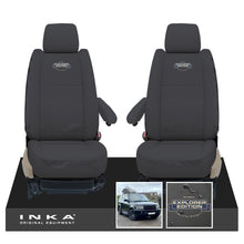 Load image into Gallery viewer, Range Rover Sport L320 MK1 INKA Front Pair Black Tailored Waterproof Seat Covers MY05-13 With Global Explorer Edition Embroidery
