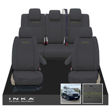 Load image into Gallery viewer, Range Rover SPORT L320 MK1 Front &amp; Rear Set with Center Armrest Tailored Waterproof Seat Covers Black MY05-13 With Balmoral Edition Embroidery
