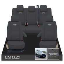 Load image into Gallery viewer, Range Rover SPORT L320 MK1 Front &amp; Rear Set with Center Armrest Tailored Waterproof Seat Covers Black MY05-13 With Global Explorer Edition Embroidery
