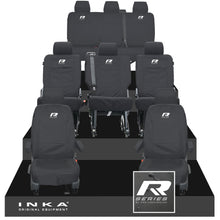 Load image into Gallery viewer, VW Transporter Shuttle T6.1, T6 8 Seater Tailored Waterproof Seat Covers Black MY 15-23
