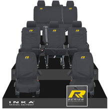 Load image into Gallery viewer, VW Transporter Shuttle T6.1, T6 8 Seater Tailored Waterproof Seat Covers Black MY 15-23
