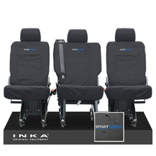 Load image into Gallery viewer, VW Transporter Shuttle T6.1, T6 Rear 1+1+1 Tailored Waterproof Seat Covers Black MY-15-23 - Sport-Series Embroidery

