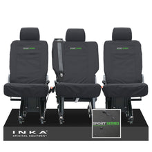 Load image into Gallery viewer, VW Transporter Shuttle T6.1, T6 Rear 1+1+1 Tailored Waterproof Seat Covers Black MY-15-23 - Sport-Series Embroidery
