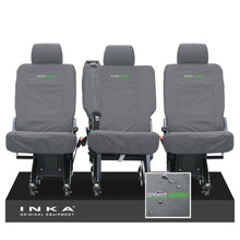 Load image into Gallery viewer, VW Transporter Shuttle T6.1, T6 Rear 1+1+1 Tailored Waterproof Seat Covers Grey MY-15-23 - Sport-Series Embroidery
