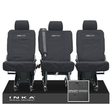Load image into Gallery viewer, VW Transporter Shuttle T6.1, T6 Rear 1+1+1 Tailored Waterproof Seat Covers Black MY-15-23 - Sport-Series Embroidery
