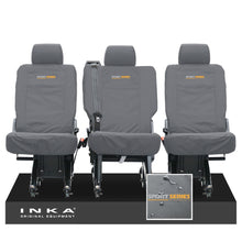 Load image into Gallery viewer, VW Transporter Shuttle T6.1, T6 Rear 1+1+1 Tailored Waterproof Seat Covers Grey MY-15-23 - Sport-Series Embroidery
