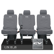 Load image into Gallery viewer, VW Transporter Shuttle T6.1, T6 Rear 1+1+1 Tailored Waterproof Seat Covers Grey MY-15-23 - CV Professional Embroidery
