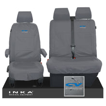 Load image into Gallery viewer, VW Transporter T6.1,T6,T5.1 INKA Front Set 1+2 Tailored Waterproof Seat Covers Grey - CV Professional Embroidery
