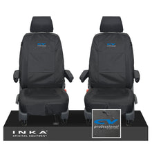 Load image into Gallery viewer, VW Transporter Shuttle T6.1, T6 Front 1+1 Tailored Waterproof Seat Covers Black MY-15-23 - Plain (inferred) Embroidery
