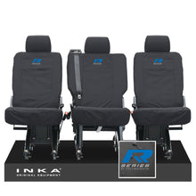 Load image into Gallery viewer, VW Transporter Shuttle T6.1, T6 Rear 1+1+1 Tailored Waterproof Seat Covers Black MY-15-23 - R-Series Embroidery
