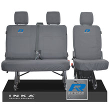 Load image into Gallery viewer, VW Transporter T6.1, T6 INKA Rear Set 2+1 Tailored Waterproof Seat Covers Grey - R-Series Embroidery
