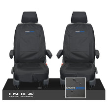 Load image into Gallery viewer, VW Transporter Shuttle T6.1, T6 Front 1+1 Tailored Waterproof Seat Covers Black MY-15-23 - Sport-Series Embroidery
