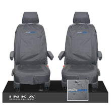 Load image into Gallery viewer, VW Transporter Shuttle T6.1, T6 Front 1+1 Tailored Waterproof Seat Covers Grey MY-15-23 - Sport-Series Embroidery
