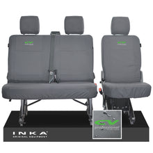 Load image into Gallery viewer, VW Transporter T6.1, T6 INKA Rear Set 2+1 Tailored Waterproof Seat Covers Grey - CV Professional Embroidery
