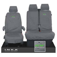 Load image into Gallery viewer, VW Transporter T6.1,T6,T5.1 INKA Front Set 1+2 Tailored Waterproof Seat Covers Grey - CV Professional Embroidery
