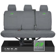 Load image into Gallery viewer, VW Transporter T6.1,T6,T5.1 INKA Rear Triple Tailored Waterproof Seat Cover Set Grey MY 09-23 - R-Series Embroidery
