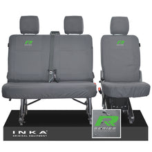 Load image into Gallery viewer, VW Transporter T6.1, T6 INKA Rear Set 2+1 Tailored Waterproof Seat Covers Grey - R-Series Embroidery
