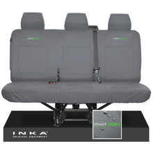 Load image into Gallery viewer, VW Transporter T6.1,T6,T5.1 INKA Rear Triple Tailored Waterproof Seat Cover Set Grey MY 09-23 - Sport-Series Embroidery
