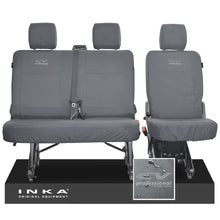 Load image into Gallery viewer, VW Transporter T6.1, T6 INKA Rear Set 2+1 Tailored Waterproof Seat Covers Grey - CV Professional Embroidery
