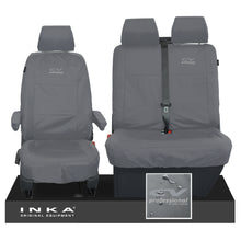 Load image into Gallery viewer, VW Transporter T6.1,T6,T5.1 INKA Front Set 1+2 Tailored Waterproof Seat Covers Grey - CV Professional Embroidery
