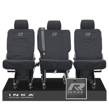 Load image into Gallery viewer, VW Transporter Shuttle T6.1, T6 Rear 1+1+1 Tailored Waterproof Seat Covers Black MY-15-23 - R-Series Embroidery
