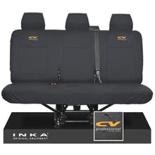 Load image into Gallery viewer, VW Transporter T6.1,T6,T5.1 INKA Rear Triple Tailored Waterproof Seat Cover Set Black MY 09-23 - CV Professional Embroidery
