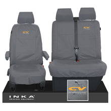 Load image into Gallery viewer, VW Transporter Shuttle T6.1, T6 Front 1+2 Tailored Waterproof Seat Covers Grey MY-15-23 - CV Professional Embroidery
