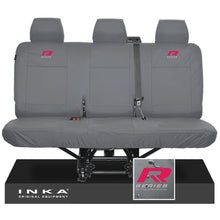 Load image into Gallery viewer, VW Transporter T6.1,T6,T5.1 INKA Rear Triple Tailored Waterproof Seat Cover Set Grey MY 09-23 - R-Series Embroidery
