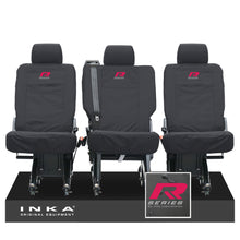 Load image into Gallery viewer, VW Transporter Shuttle T6.1, T6 Rear 1+1+1 Tailored Waterproof Seat Covers Black MY-15-23 - R-Series Embroidery
