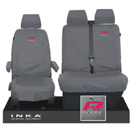 VW Transporter Shuttle T6.1, T6 Front 1+2 Tailored Waterproof Seat Covers Grey MY-15-23 - R-Series Embroidery