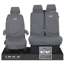 Load image into Gallery viewer, VW Transporter T6.1,T6,T5.1 INKA Front Set 1+2 Tailored Waterproof Seat Covers Grey - CV Professional Embroidery
