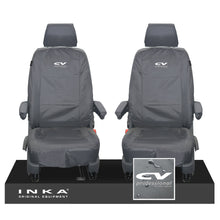 Load image into Gallery viewer, VW Transporter Shuttle T6.1, T6 Front 1+1 Tailored Waterproof Seat Covers Grey MY-15-23 - Plain (inferred) Embroidery
