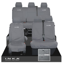 Load image into Gallery viewer, VW Transporter T6.1, T6, T5.1 Front 1+2 &amp; Rear Triple Tailored Waterproof Seat Covers Grey MY 10-24
