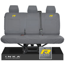 Load image into Gallery viewer, VW Transporter T6.1,T6,T5.1 INKA Rear Triple Tailored Waterproof Seat Cover Set Grey MY 09-23 - R-Series Embroidery
