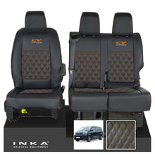 Load image into Gallery viewer, Toyota Proace INKA Front 1+2 Bentley Diamond Quilt Leatherette Tailored Seat Covers Black MY16 To Present - CV Professional Embroidery
