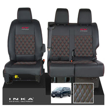 Load image into Gallery viewer, Toyota Proace INKA Front 1+2 Bentley Diamond Quilt Leatherette Tailored Seat Covers Black MY16 To Present - CV Professional Embroidery

