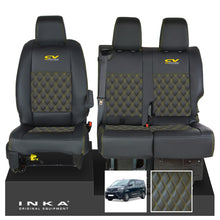 Load image into Gallery viewer, Toyota Proace INKA Front 1+2 Bentley Diamond Quilt Leatherette Tailored Seat Covers Black MY16 To Present - CV Racing Embroidery
