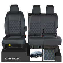 Load image into Gallery viewer, Toyota Proace INKA Front 1+2 Bentley Diamond Quilt Leatherette Tailored Seat Covers Black MY16 To Present - Plain Embroidery
