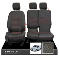 Ford Transit Connect Front 1+2 INKA Bentley Leatherette Tailored Seat Covers Black MY13-24