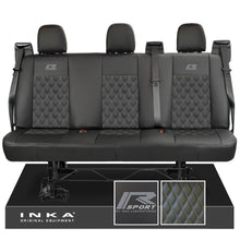 Load image into Gallery viewer, Ford Transit Custom INKA R-Sport Rear Triple Tailored Leatherette Bentley Diamond Quilt Seat Covers Black MY12-25
