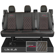 Ford Transit Custom INKA Custom Racing Rear Triple Tailored Leatherette Bentley Diamond Quilt Seat Covers Black MY12-25