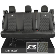 Load image into Gallery viewer, Ford Transit Custom INKA R-Sport Rear Triple Tailored Leatherette Bentley Diamond Quilt Seat Covers Black MY12-25
