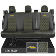 Ford Transit Custom INKA Custom Sport Rear Triple Tailored Leatherette Bentley Diamond Quilt Seat Covers Black MY12-25