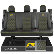 Load image into Gallery viewer, Ford Transit Custom INKA R-Sport Rear Triple Tailored Leatherette Bentley Diamond Quilt Seat Covers Black MY12-25
